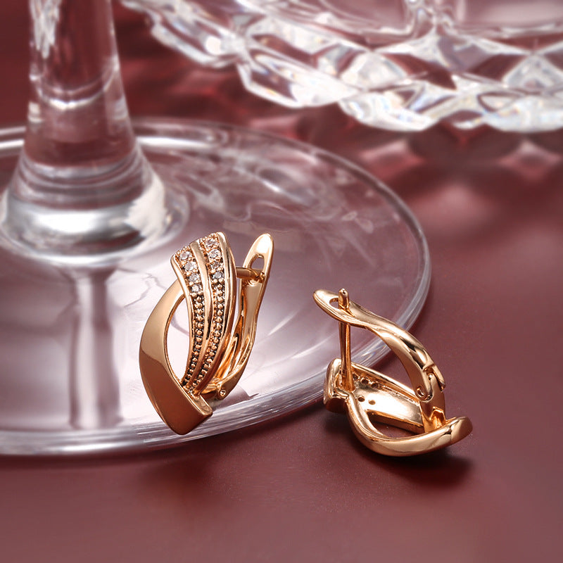Temperament Zircon Earnail Female 585 Rose Gold Zircon