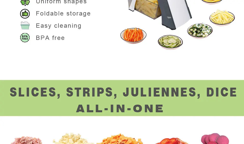 Vegetable Cutter, Food Chopper, Dicer Fruit, French Fry, SS 420 ABS AS,Mandoline Slicer, Kitchen Accessories,Home Gadgets, JS001
