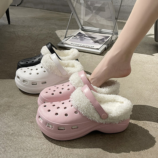 Cotton Slippers Women's Autumn And Winter Non-slip Soft Sole Platform Heel