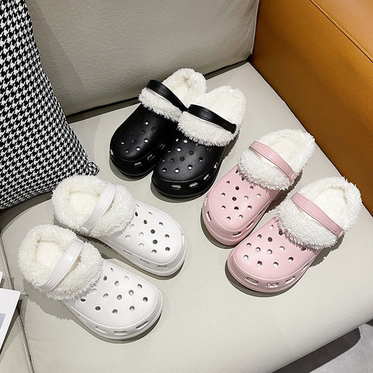 Cotton Slippers Women's Autumn And Winter Non-slip Soft Sole Platform Heel